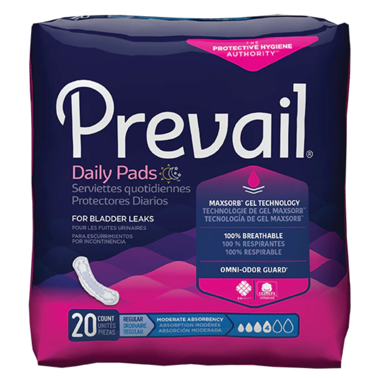 Prevail Moderate Absorbency Bladder Control Pads