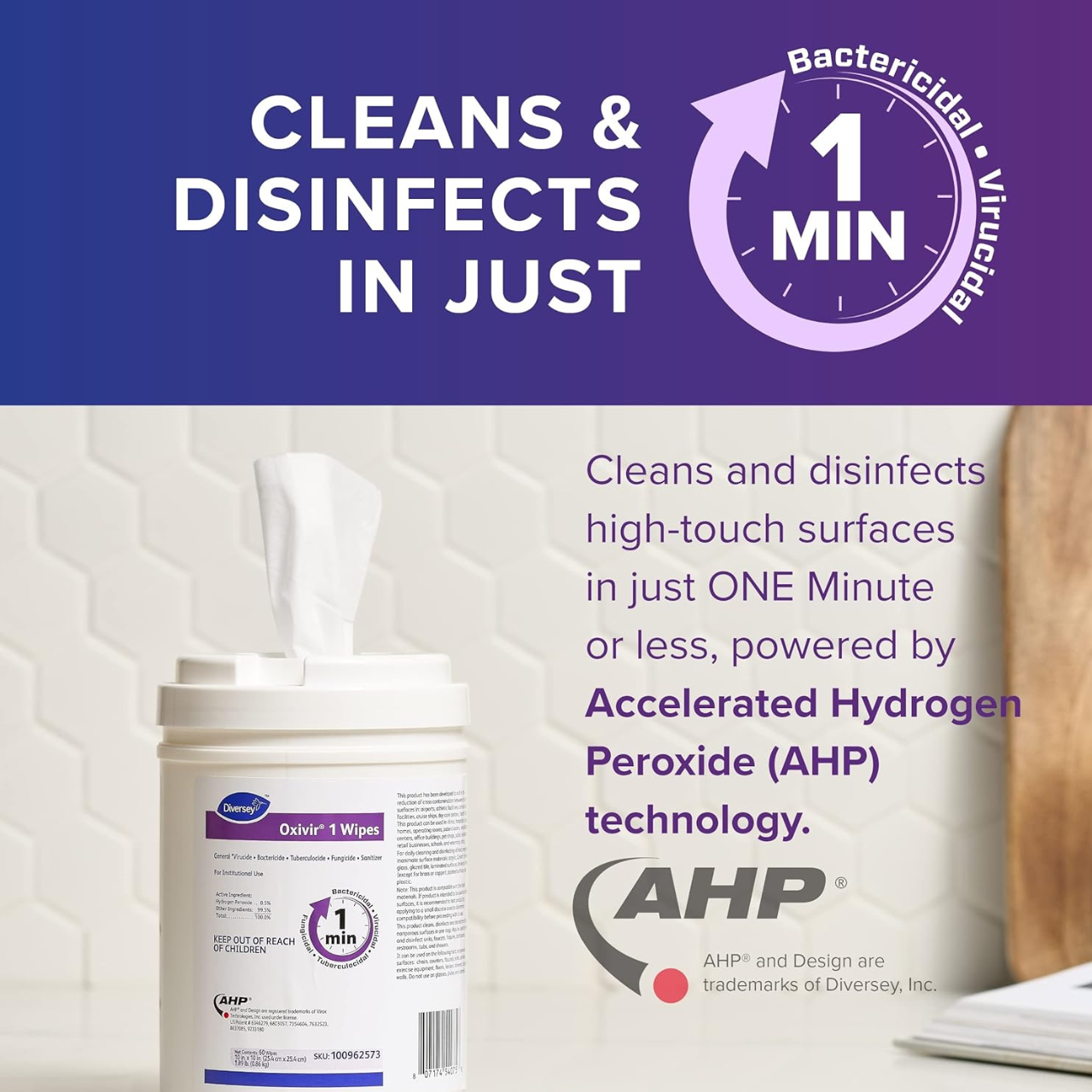 Lingettes désinfectantes OXIVIRS 1minutes