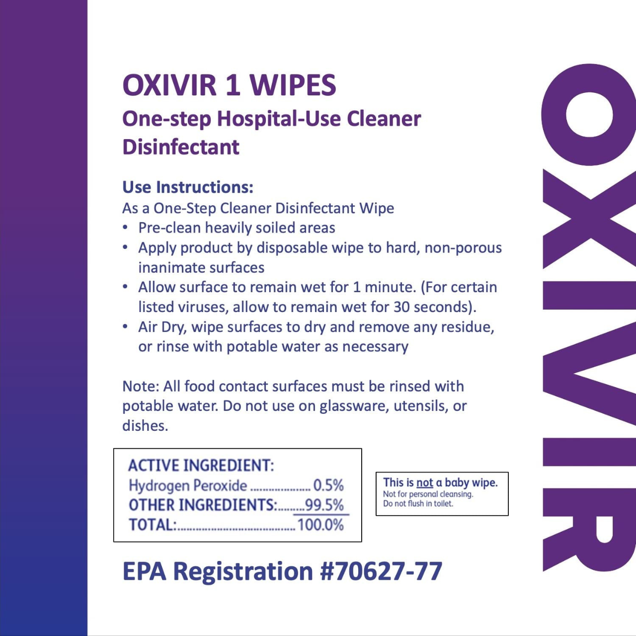 Lingettes désinfectantes OXIVIRS 1minutes