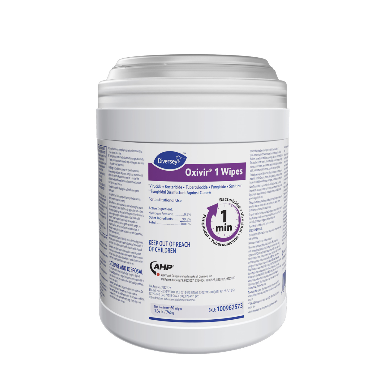 Lingettes désinfectantes OXIVIRS 1minutes